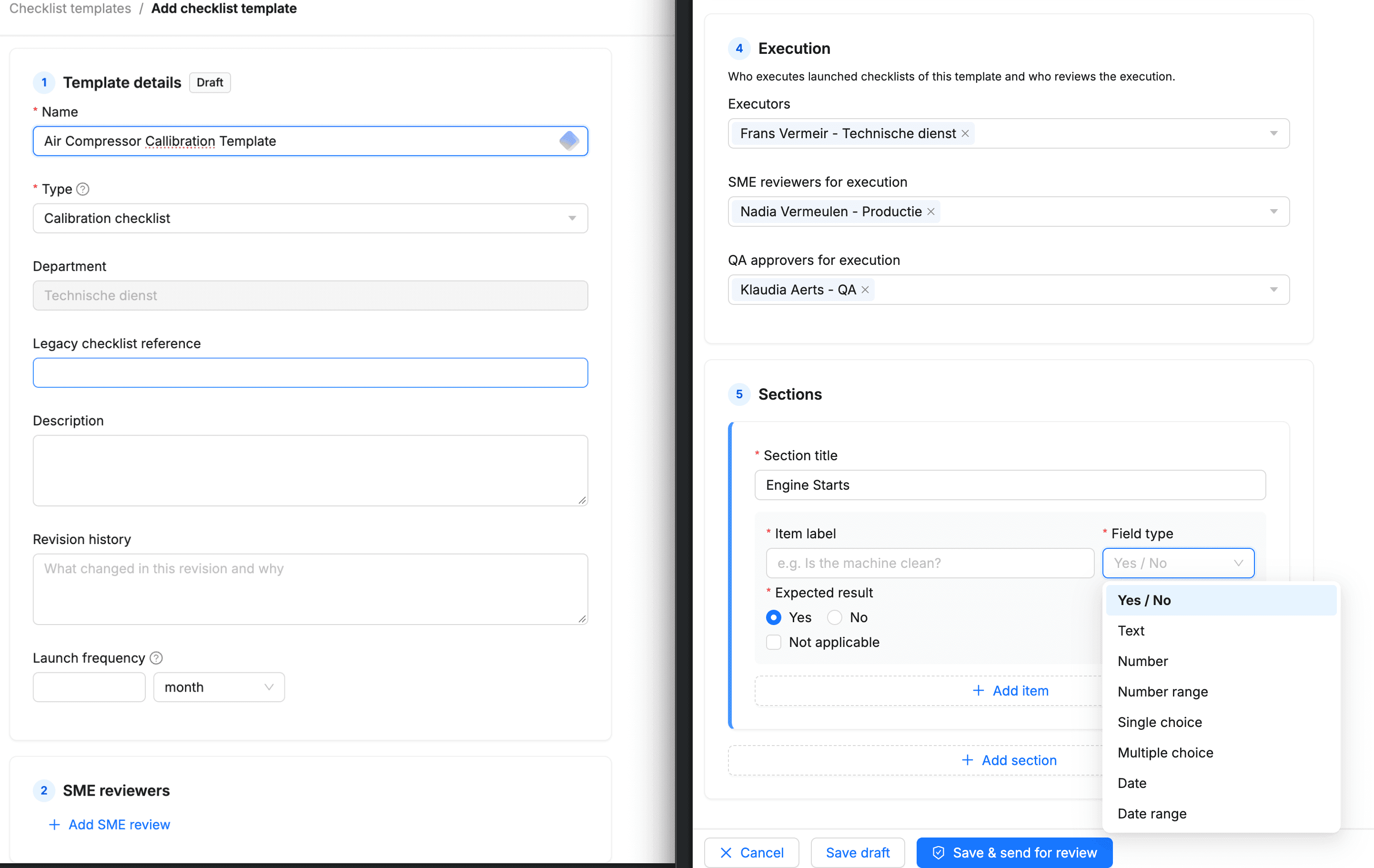Checklist Template Form